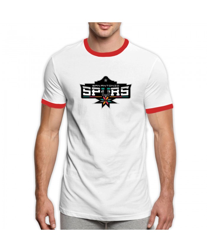 San Antonio Spurs Site Men's Ringer T-Shirt San Antonio Spurs Logo Red