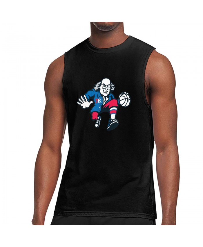 Shaq Magic Jersey Black Men's Sleeveless T-Shirt Philadelphia 76ers Logo Black