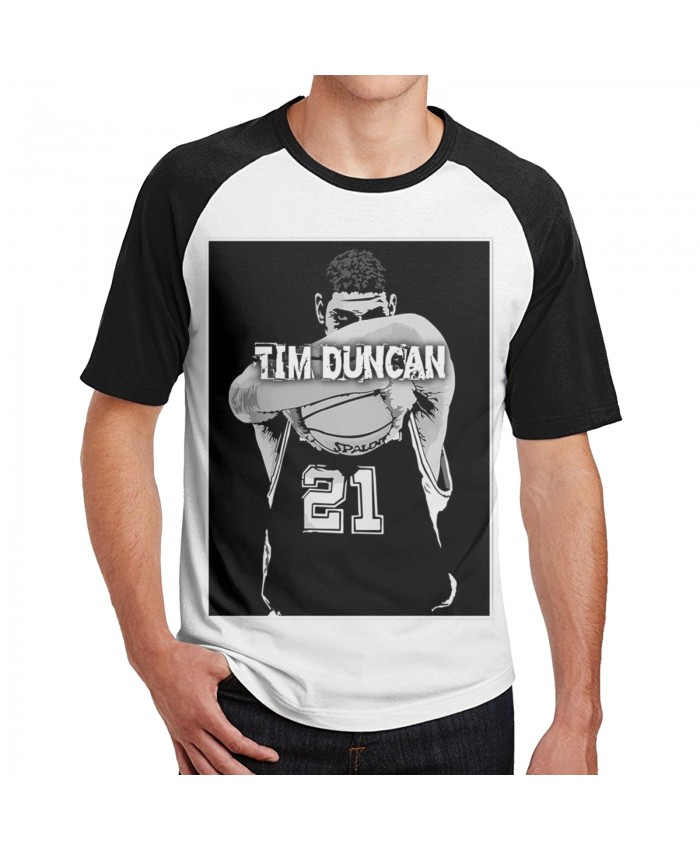 Shaq Tim Duncan Men's Short Sleeve Baseball T-Shirts Tim Duncan Black
