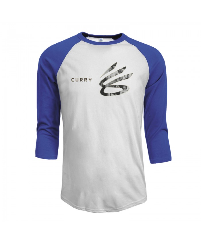 Stephen Curry And Seth Curry Men's Raglan Sleeves Baseball T-Shirts Stephen Curry Logo Blue