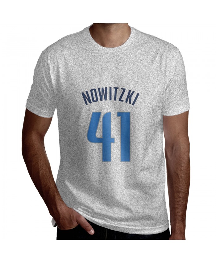 Steve Nash Dirk Nowitzki Men's Short Sleeve T-Shirt Dirk Nowitzki Logo Gray