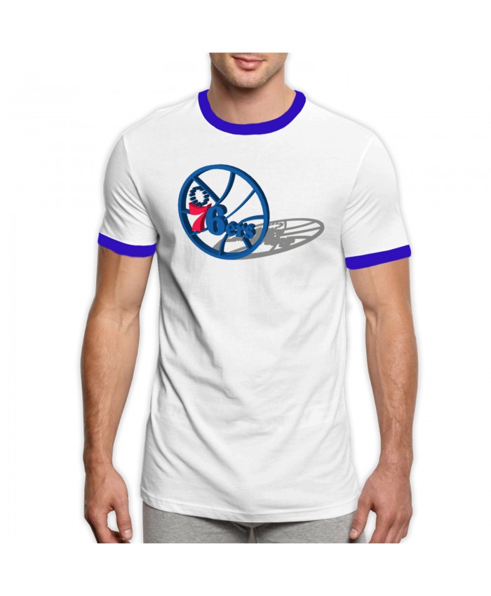 Syracuse Basketball Men's Ringer T-Shirt Philadelphia 76ers Logo 3D Blue