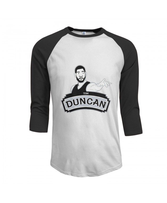Tim Duncan 21 Men's Raglan Sleeves Baseball T-Shirts Tim Duncan Black