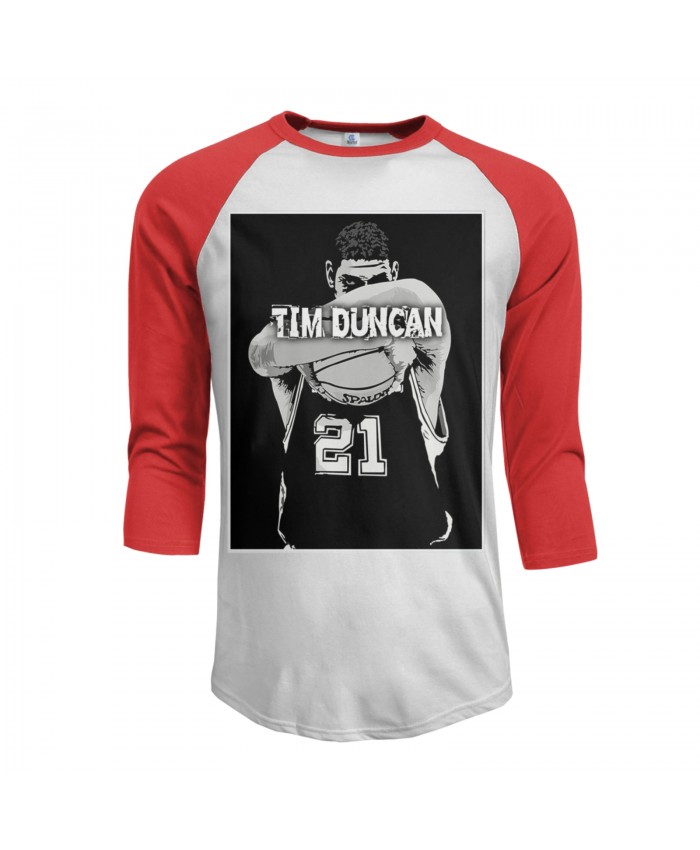Tim Duncan Foamposite 2020 Men's Raglan Sleeves Baseball T-Shirts Tim Duncan Red
