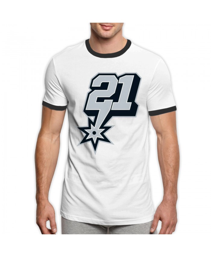 Tim Duncan Kawhi Leonard Men's Ringer T-Shirt Tim Duncan 21 Black