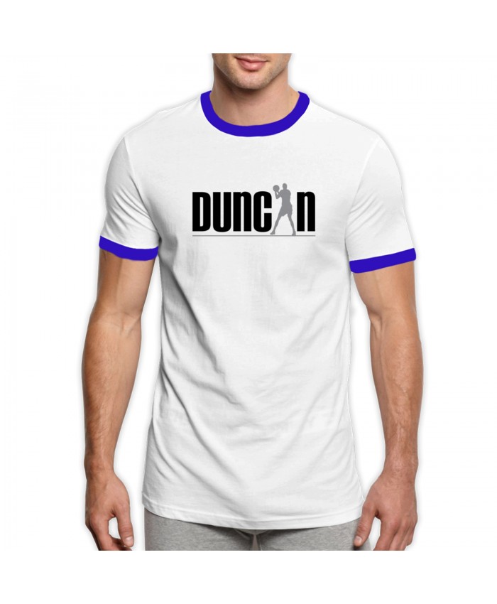 Tim Duncan Wiki Men's Ringer T-Shirt Tim Duncan Logo Blue