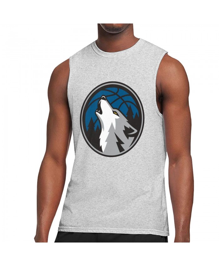 Ul Monroe Basketball Men's Sleeveless T-Shirt Minnesota Timberwolves Logo Gray