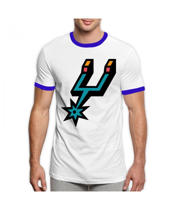 Utah Jazz San Antonio Spurs Men's Ringer T-Shirt San Antonio Spurs Logo Blue
