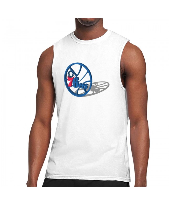 Wilt Chamberlain Jersey Philadelphia Men's Sleeveless T-Shirt Philadelphia 76ers Logo 3D White