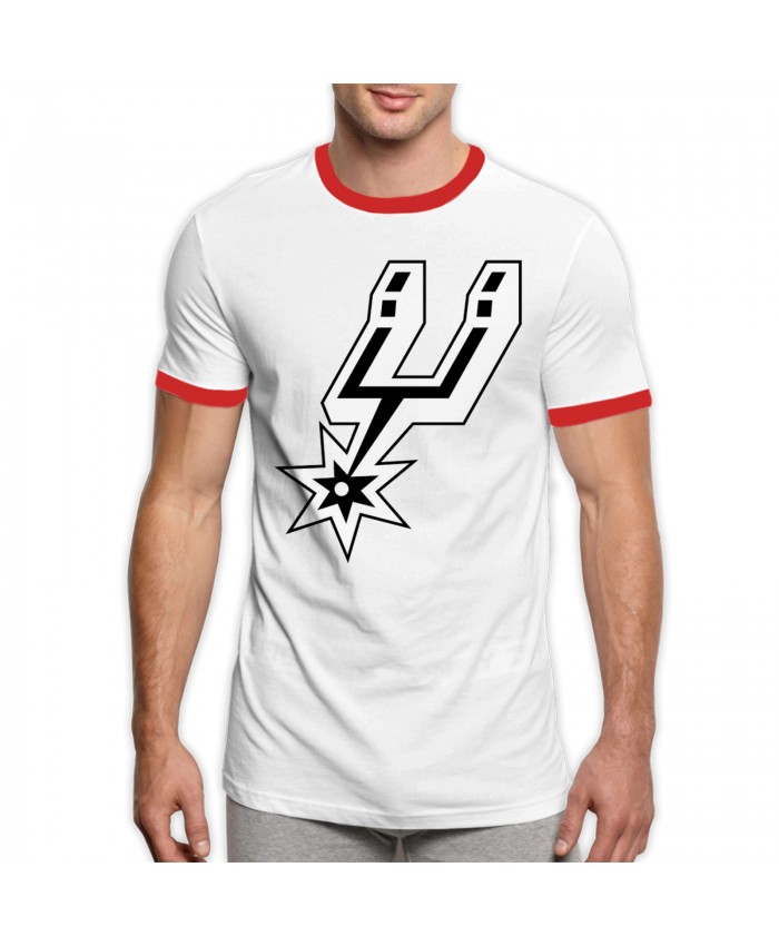 Women'S Basketball Men's Ringer T-Shirt San Antonio Spurs Logo Red