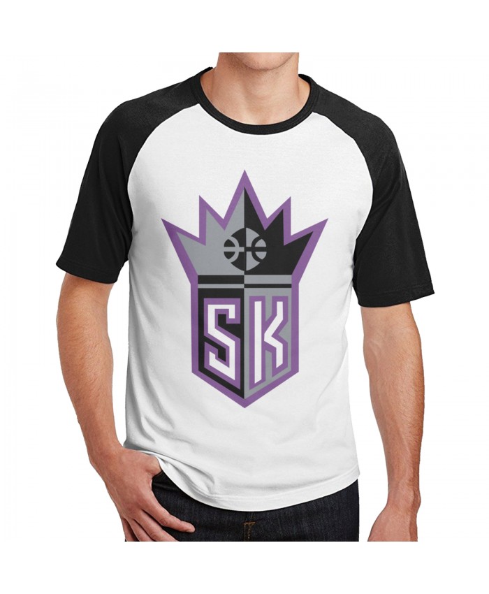 Yogi Ferrell Sacramento Kings Men's Short Sleeve Baseball T-Shirts Sacramento Kings Logo Black